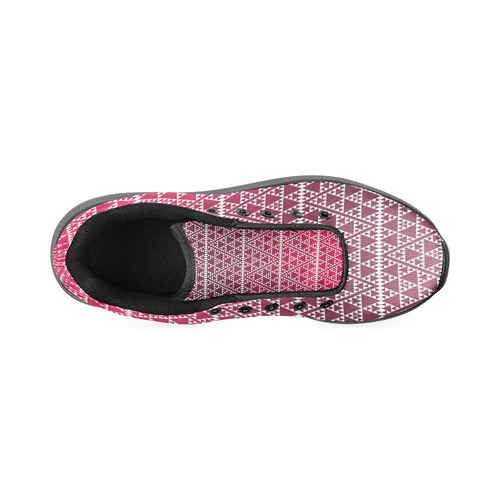 triangles in triangles pattern wht on red Men’s Running Shoes (Model 020)
