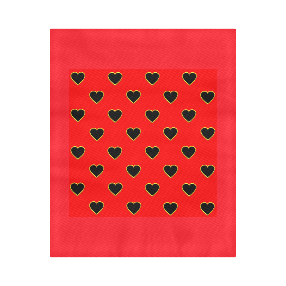 Black Valentine Love Hearts on Red Duvet Cover 86"x70" ( All-over-print)