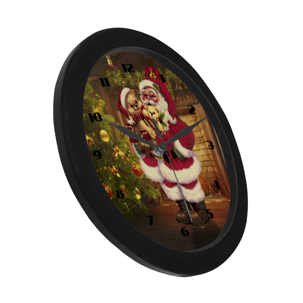 A cute Santa Claus with many chritmas gifts Circular Plastic Wall clock