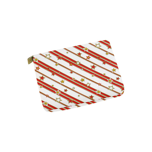 STARS & STRIPES red gold white Carry-All Pouch 6''x5''