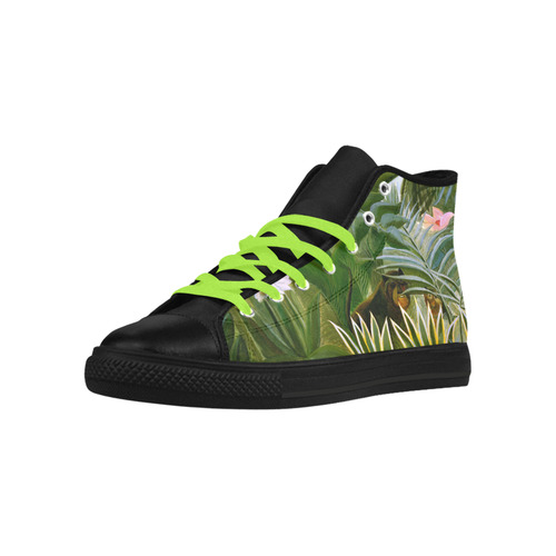 Henri Rousseau Tropical Jungle Animals Flowers Aquila High Top Microfiber Leather Women's Shoes (Model 032)