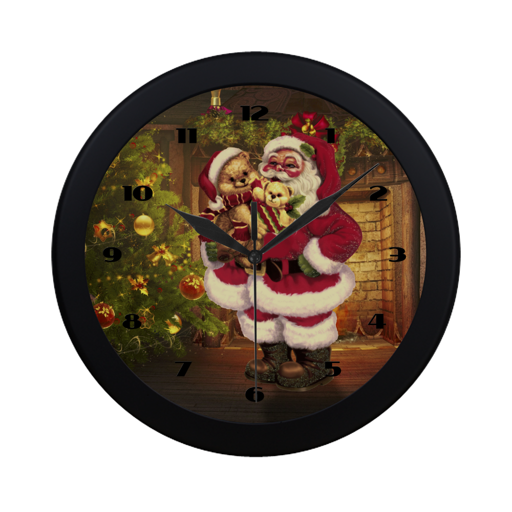 A cute Santa Claus with many chritmas gifts Circular Plastic Wall clock
