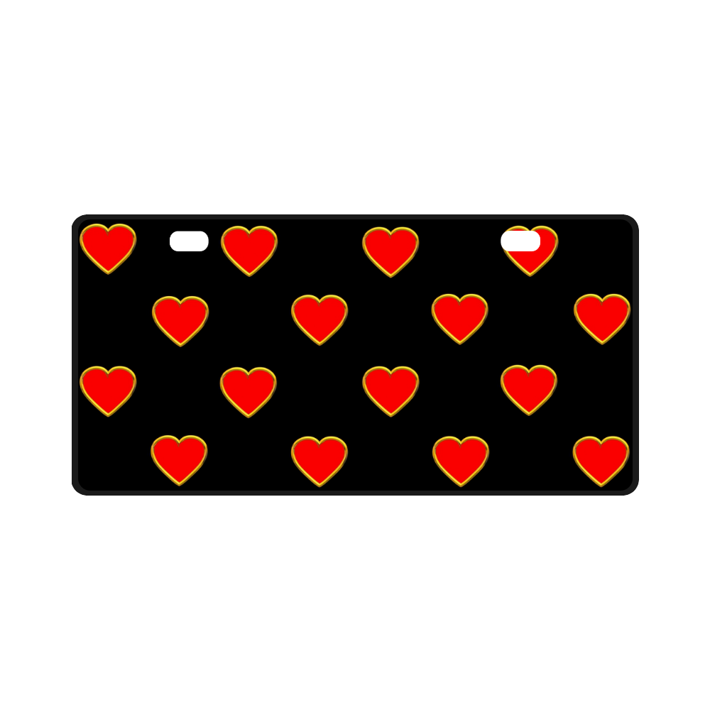 Red Valentine Love Hearts on Black License Plate