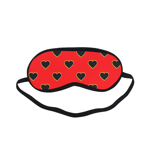 Black Valentine Love Hearts on Red Sleeping Mask