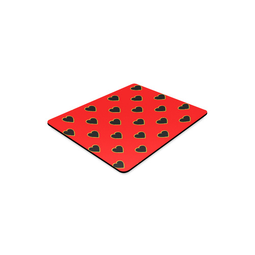 Black Valentine Love Hearts on Red Rectangle Mousepad