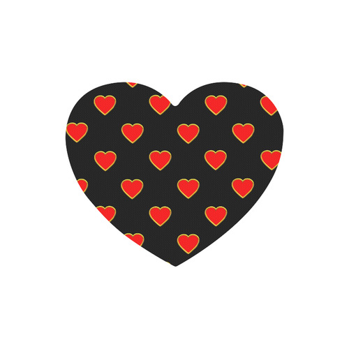 Red Valentine Love Hearts on Black Heart-shaped Mousepad