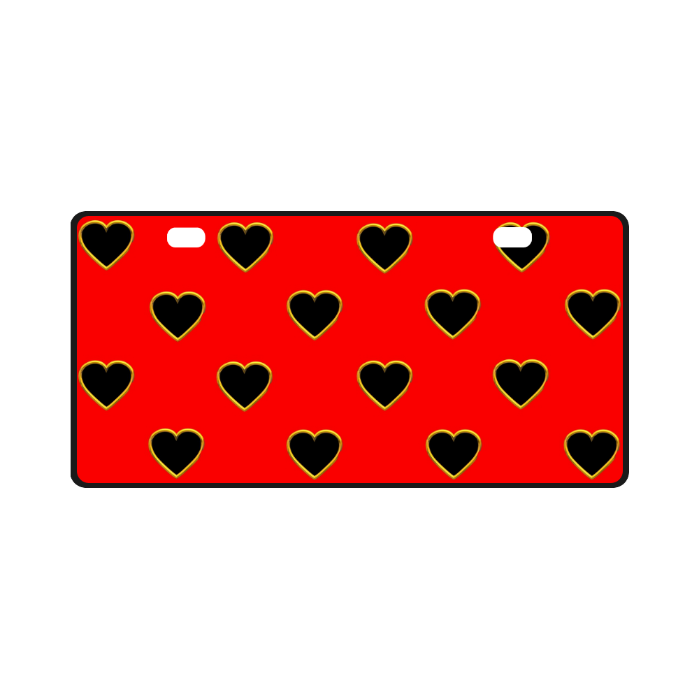 Black Valentine Love Hearts on Red License Plate