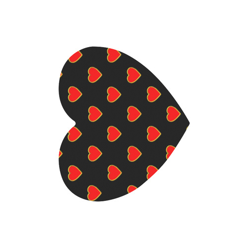 Red Valentine Love Hearts on Black Heart-shaped Mousepad