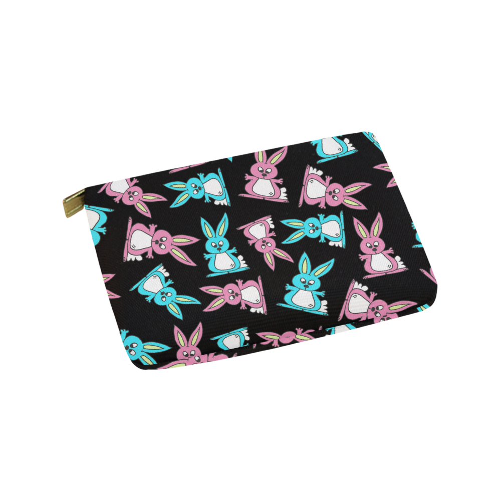 Blue and Pink Bunny Rabbits Carry-All Pouch 9.5''x6''