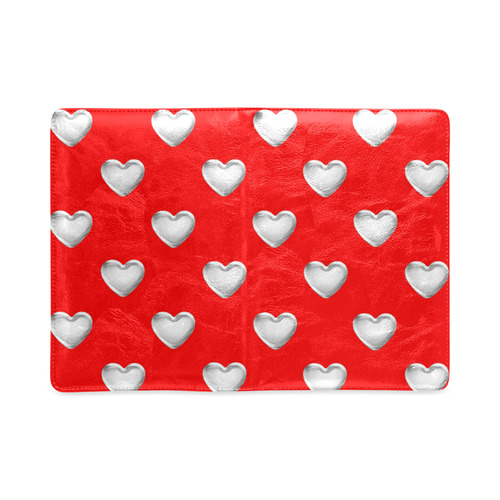 Silver 3-D Look Valentine Love Hearts on Red Custom NoteBook A5