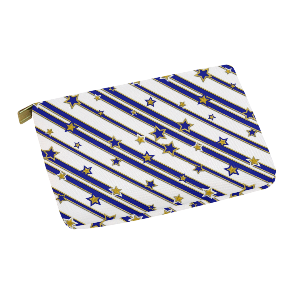 STARS & STRIPES blue gold white Carry-All Pouch 12.5''x8.5''