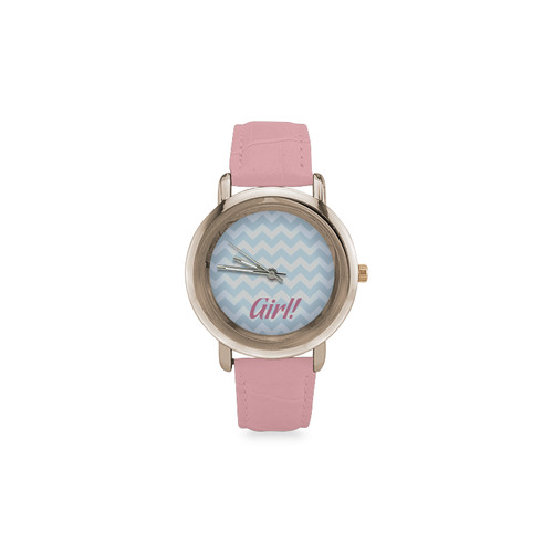 Girls designers vintage Watches. Pink with caption "Girl!" Special edition Women's Rose Gold Leather Strap Watch(Model 201)