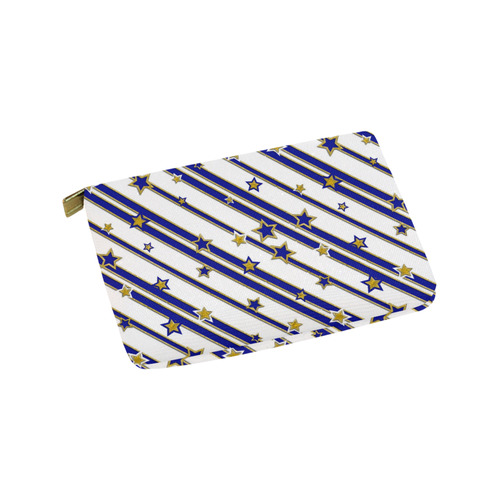 STARS & STRIPES blue gold white Carry-All Pouch 9.5''x6''