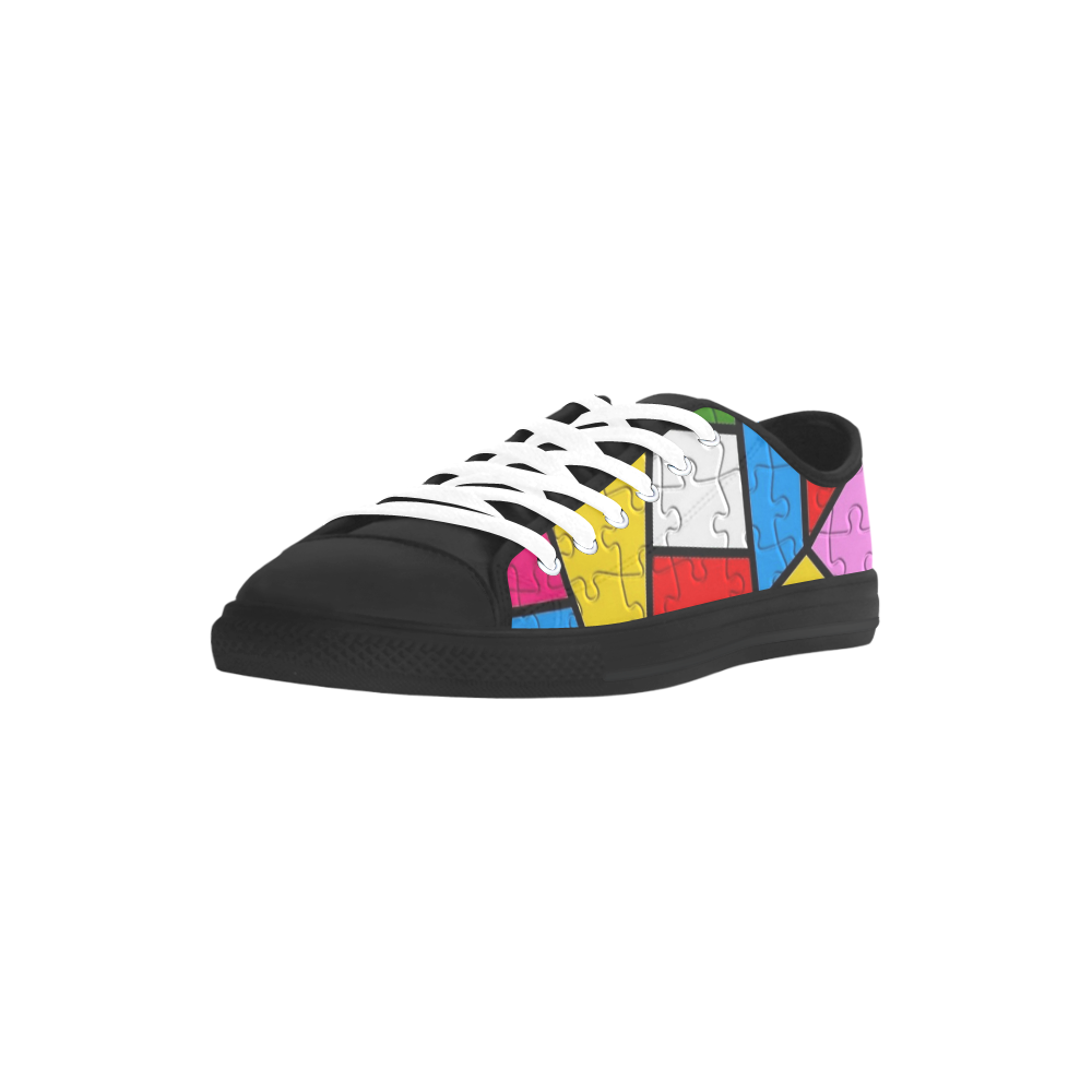 Puzzle by Popart Lover Aquila Microfiber Leather Women's Shoes/Large Size (Model 031)