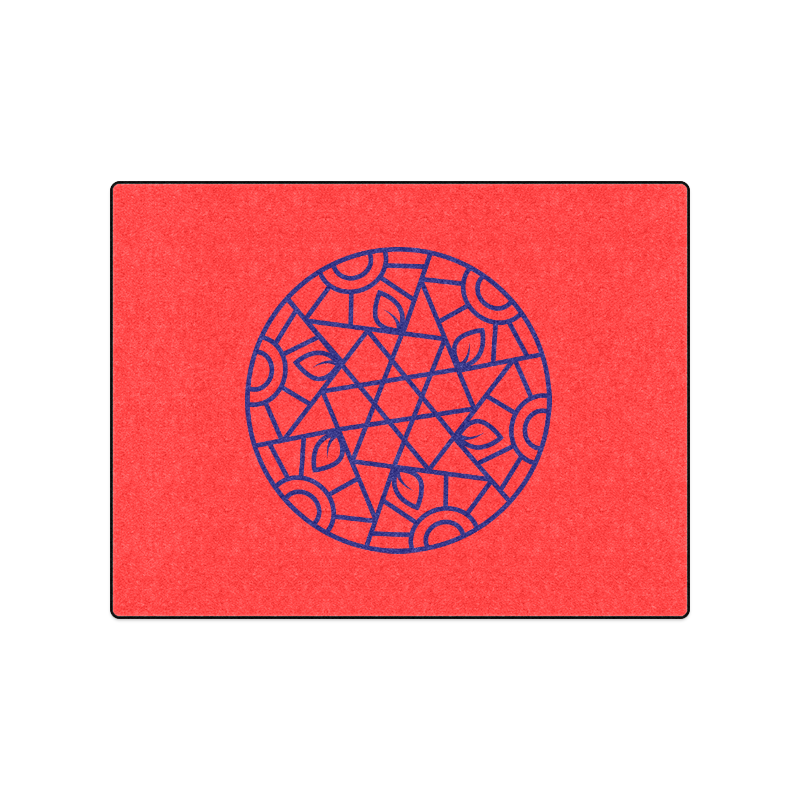 Designers blanket with hand-drawn Mandala art. Red and blue 2016 Collection Blanket 50"x60"