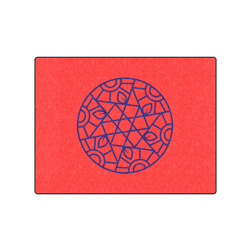 Designers blanket with hand-drawn Mandala art. Red and blue 2016 Collection Blanket 50"x60"
