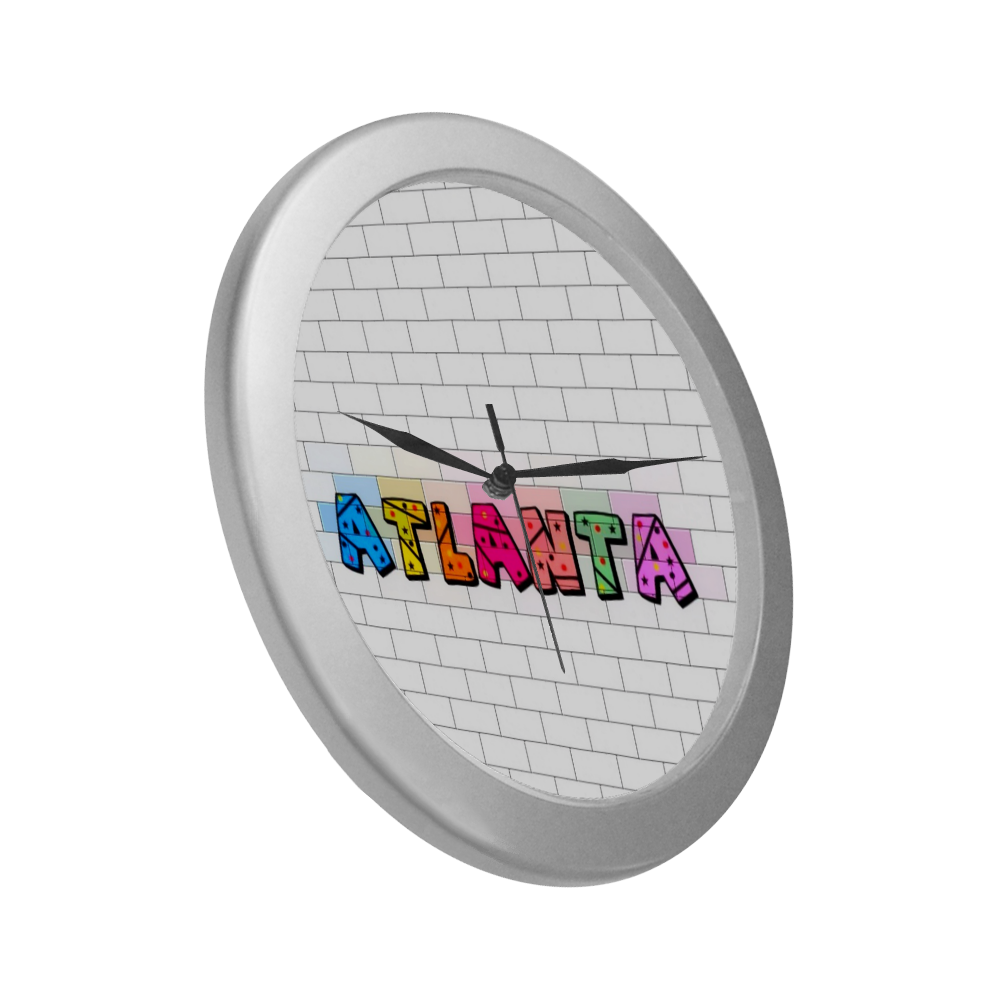 Atlanta by Popart Lover Silver Color Wall Clock