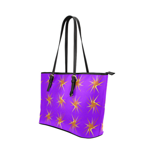 PURPLE SPARKLES Leather Tote Bag/Small (Model 1651)