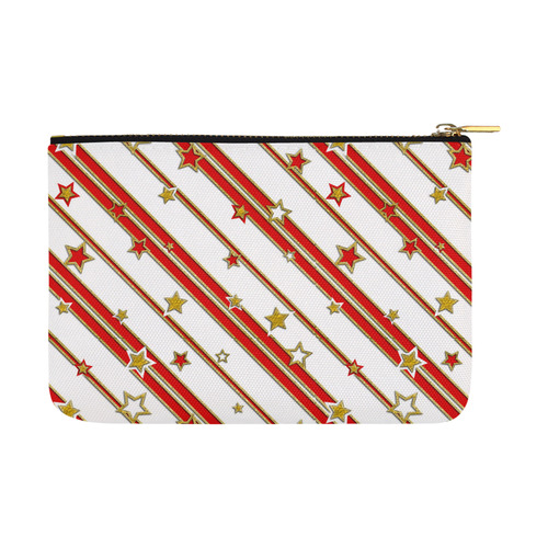 STARS & STRIPES red gold white Carry-All Pouch 12.5''x8.5''