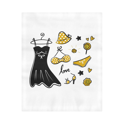 New in shop : Double duvet cover with Paris hand-drawn art. Yellow and black Duvet Cover 86"x70" ( All-over-print)