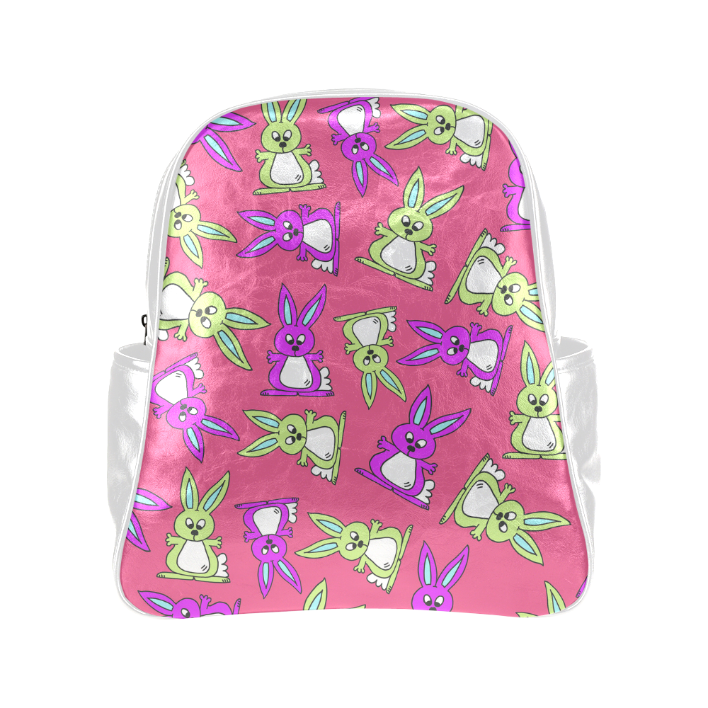 Bright Bunny Rabbit Pattern Multi-Pockets Backpack (Model 1636)