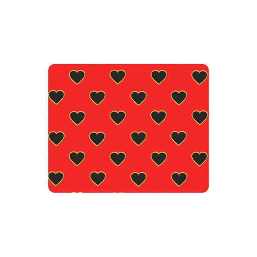 Black Valentine Love Hearts on Red Rectangle Mousepad