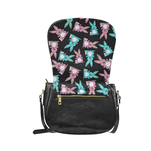 Blue and Pink Bunny Rabbits Classic Saddle Bag/Small (Model 1648)
