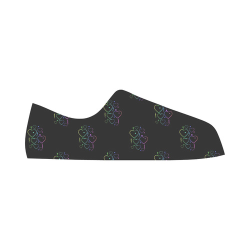 Rainbow Love Hearts & Streamers on Black Aquila Microfiber Leather Women's Shoes/Large Size (Model 031)