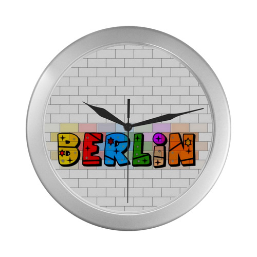 Berlin by Popart Lover Silver Color Wall Clock