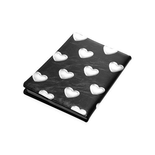 Silver 3-D Look Valentine Love Hearts on Black Custom NoteBook B5