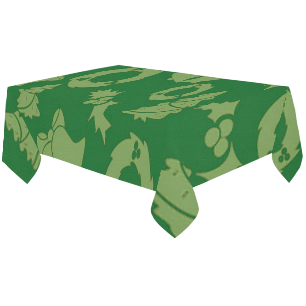 Christmas Pattern green Cotton Linen Tablecloth 60"x120"