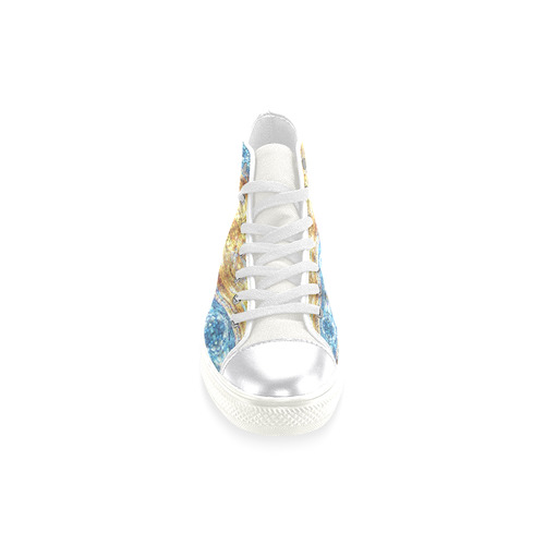 Gold and Blue Elegant Pattern Women's Classic High Top Canvas Shoes (Model 017)
