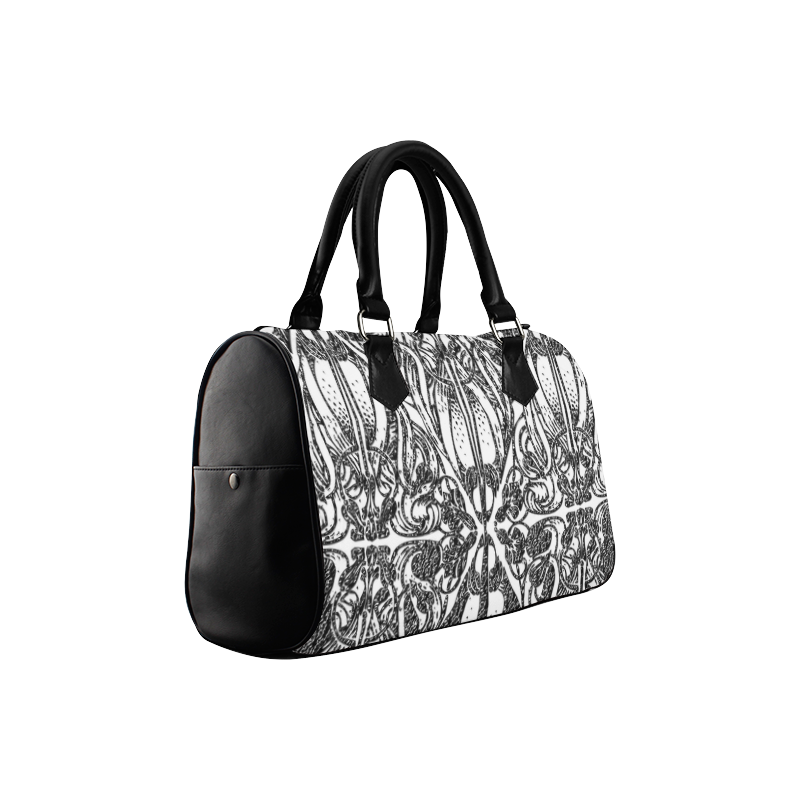 Lace Black Boston Handbag (Model 1621)