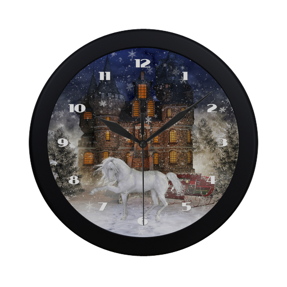 Christmas time A Horse in a dreamy Winterlandscape Circular Plastic Wall clock