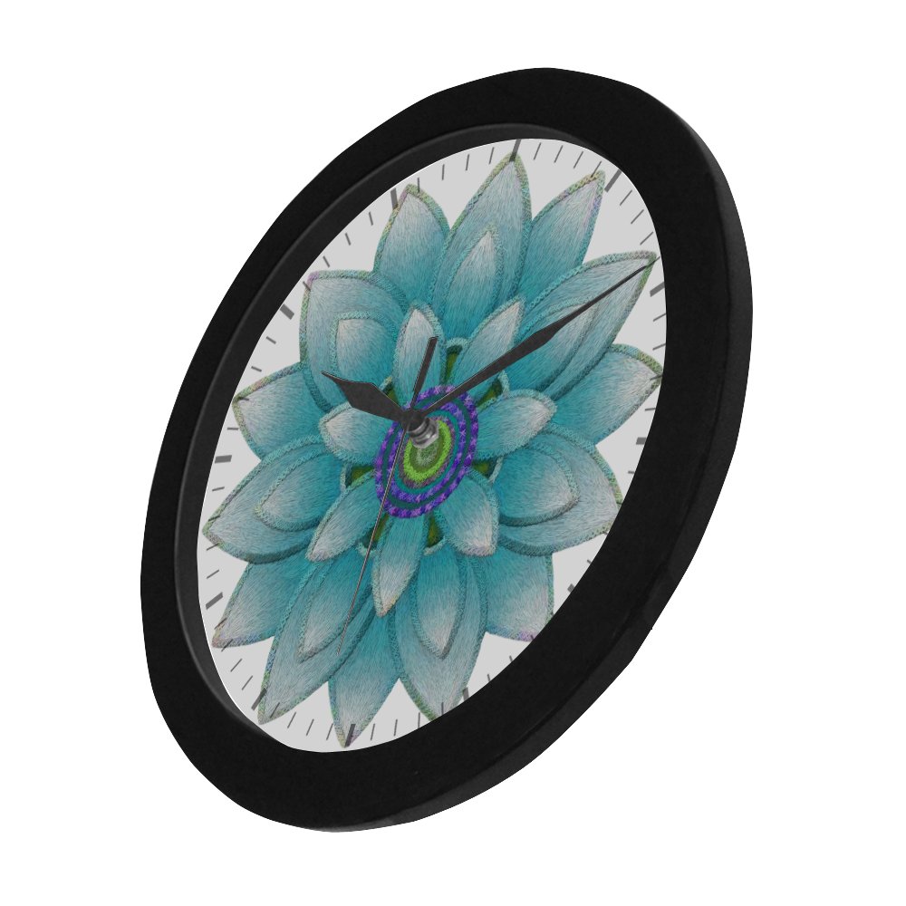 Turquoise Lotus Circular Plastic Wall clock