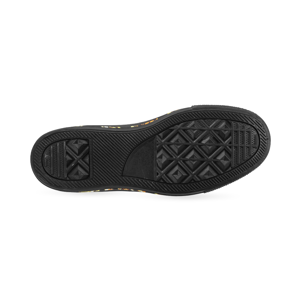 Elegant Oriental Pattern Black Gold Women's Classic High Top Canvas Shoes (Model 017)