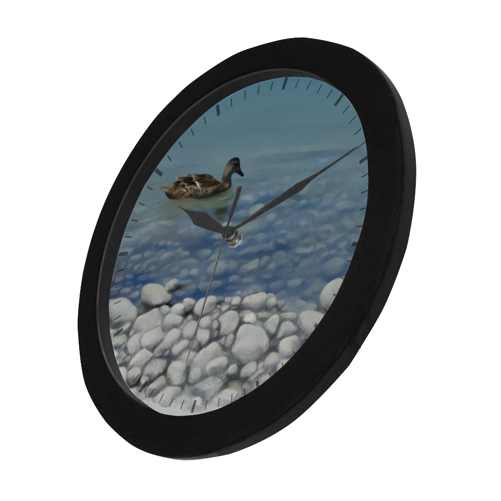 Swimming Duck, watercolor Circular Plastic Wall clock