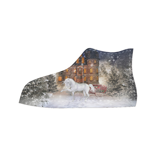 Christmas time A Horse in a dreamy Winterlandscape Men’s Classic High Top Canvas Shoes /Large Size (Model 017)