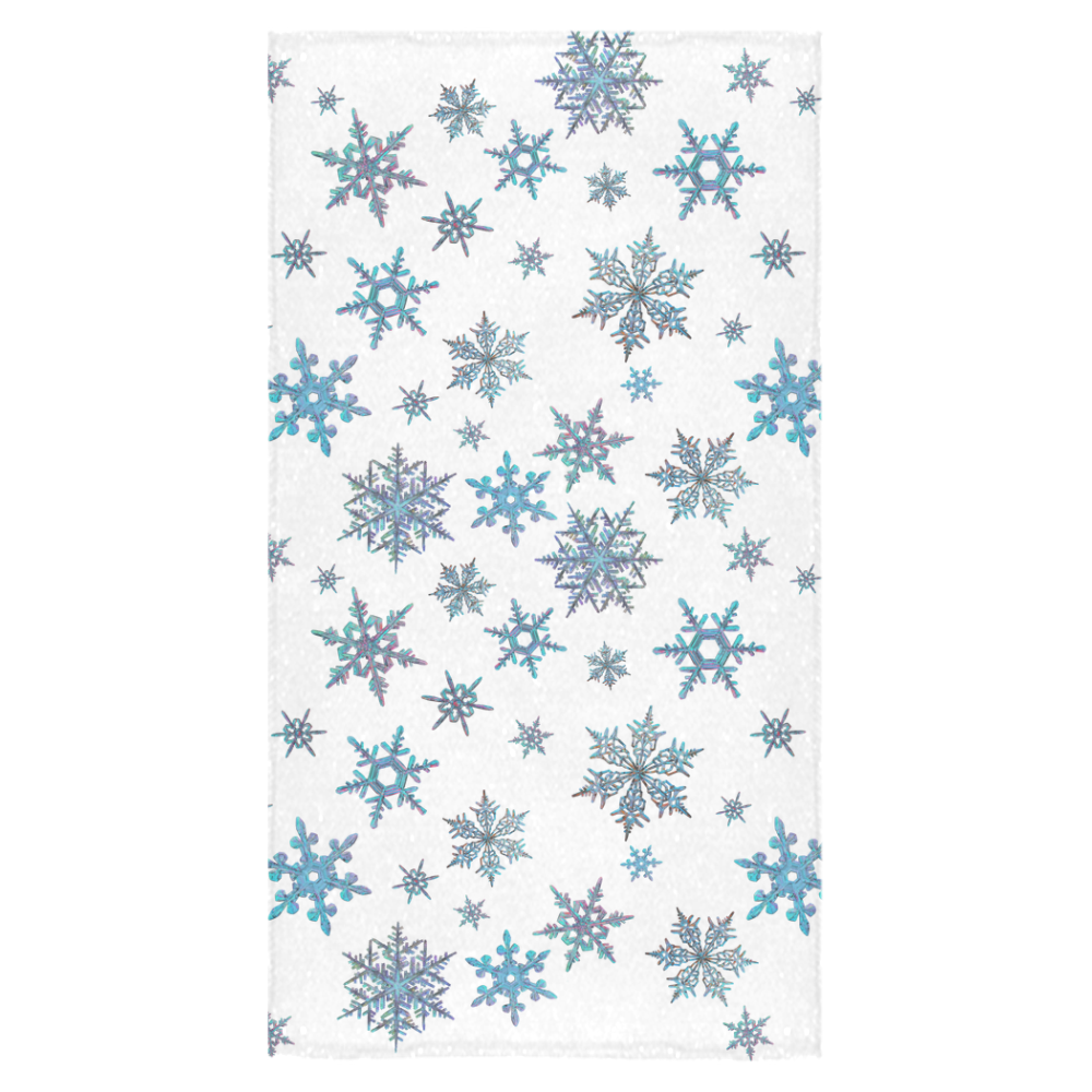 Snowflakes, Blue snow, stitched design Bath Towel 30"x56"