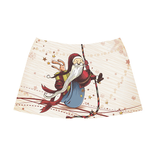 Funny sporty Santa Claus - Christmas Mnemosyne Women's Crepe Skirt (Model D16)