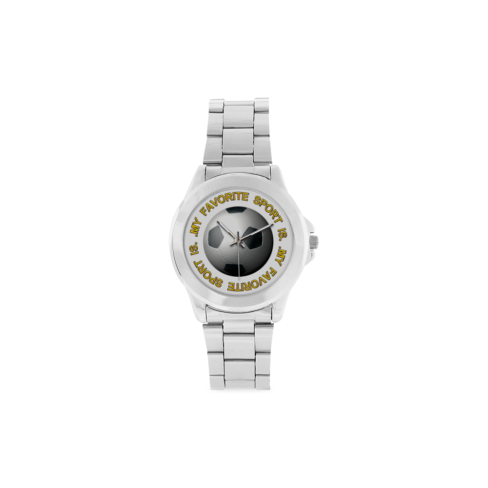 My Favorite Sport is Soccer - Football Unisex Stainless Steel Watch(Model 103)