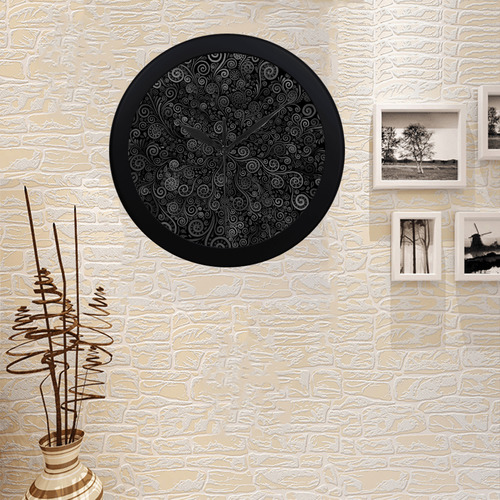 Black and White Rose Circular Plastic Wall clock