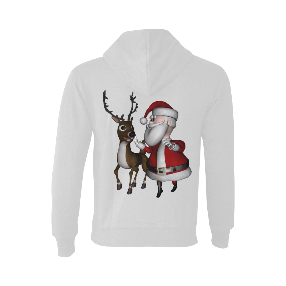 Funny Santa Claus with reindeer Oceanus Hoodie Sweatshirt (NEW) (Model H03)