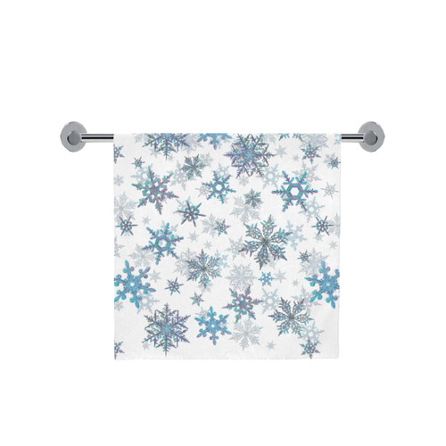 Snowflakes, Blue snow, stitched Bath Towel 30"x56"