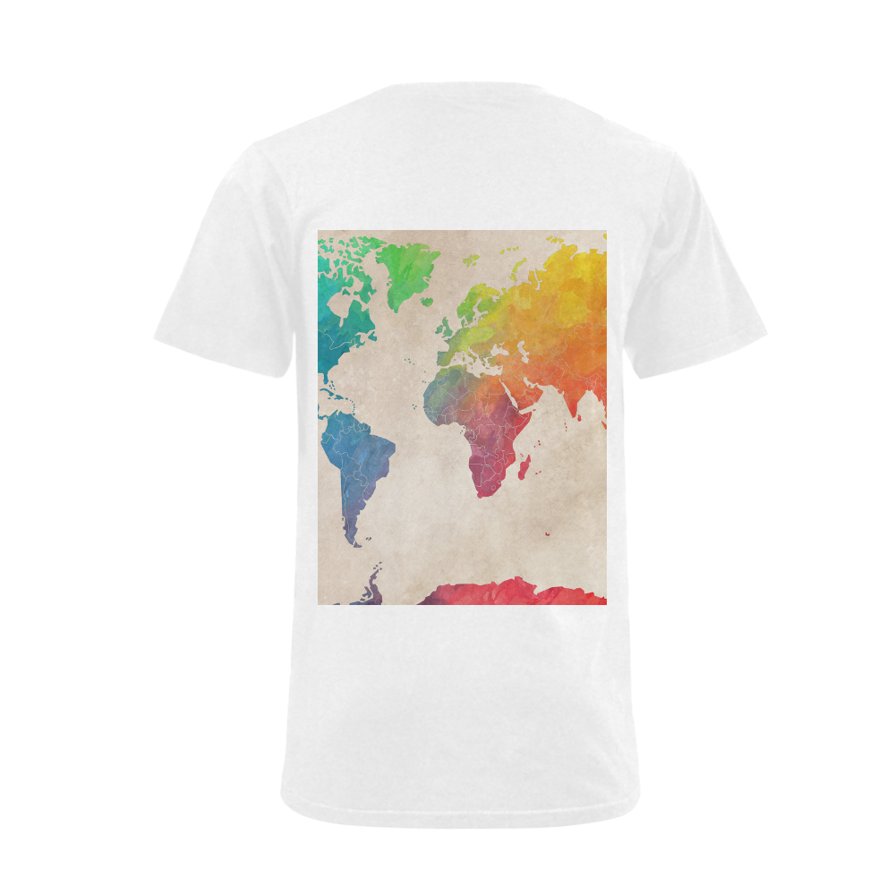 world map Men's V-Neck T-shirt  Big Size(USA Size) (Model T10)