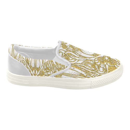 Lace Gold Women's Slip-on Canvas Shoes (Model 019)