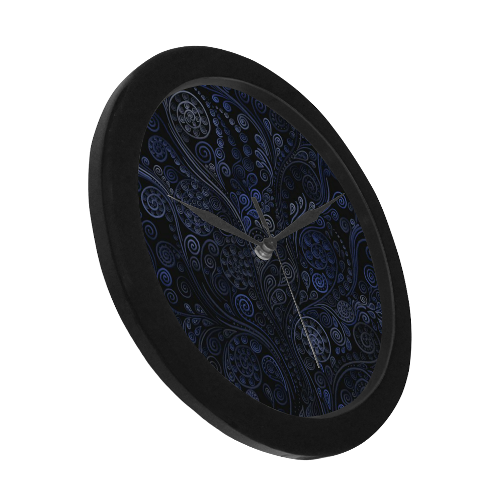 Ornamental Blue on Gray Circular Plastic Wall clock
