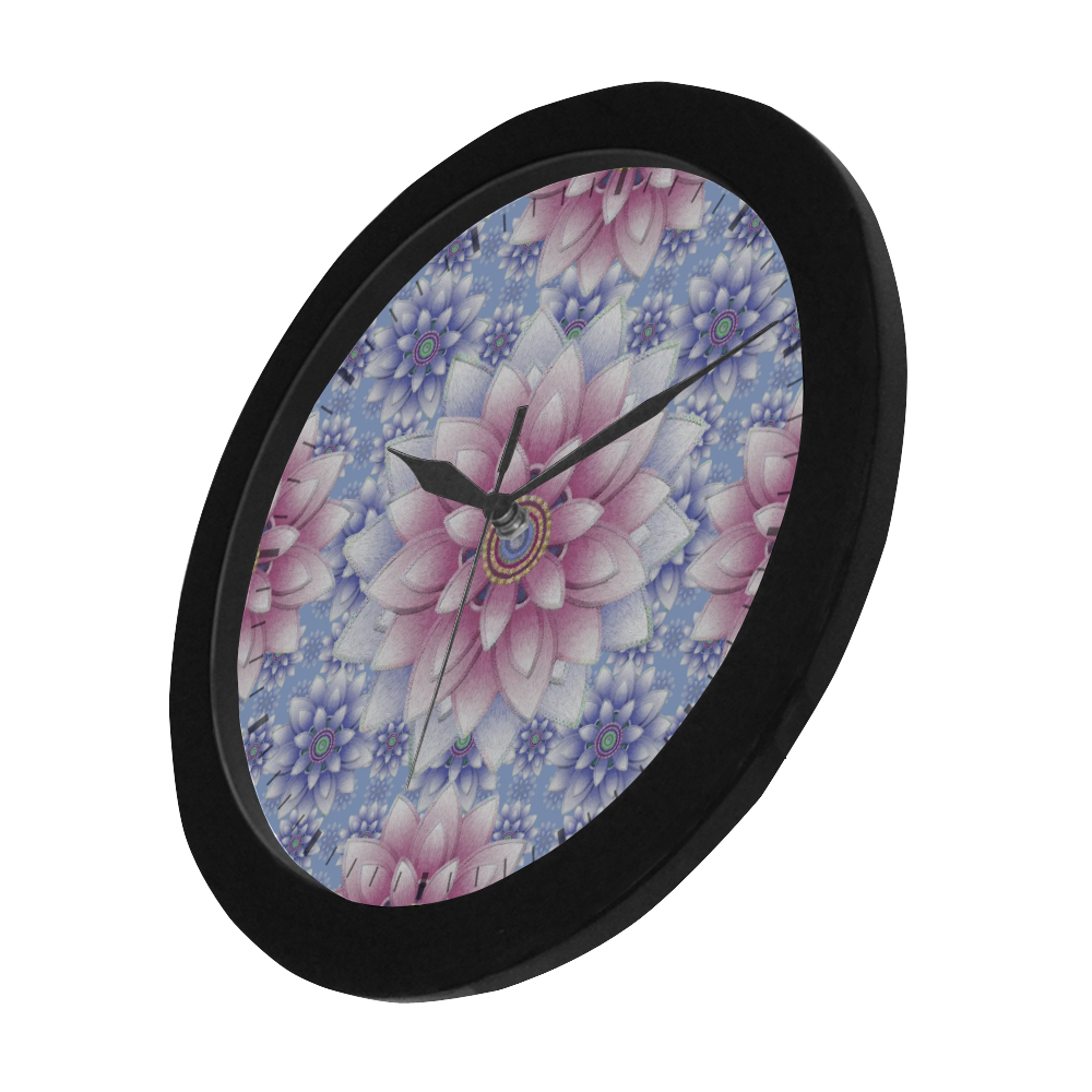 Ornaments pink+blue Circular Plastic Wall clock