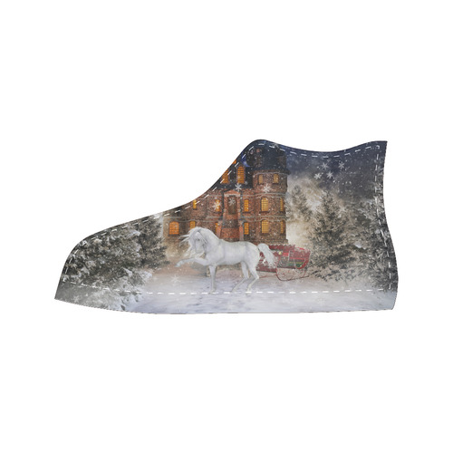 Christmas time A Horse in a dreamy Winterlandscape High Top Canvas Women's Shoes/Large Size (Model 017)