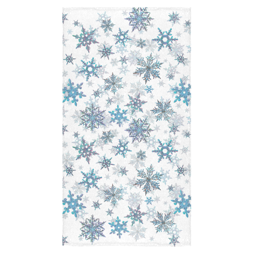 Snowflakes, Blue snow, stitched Bath Towel 30"x56"